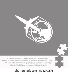 Globe and plane travel icon  icon Vector design.