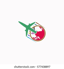 Globe and plane travel icon  icon Vector design. Colored illustration.