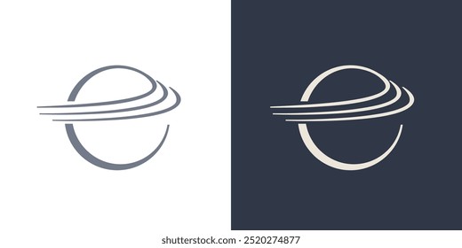 Globe planet circle outline icon vector line abstrat earth logo