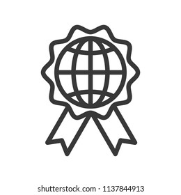 Globe or planet earth icon on badge