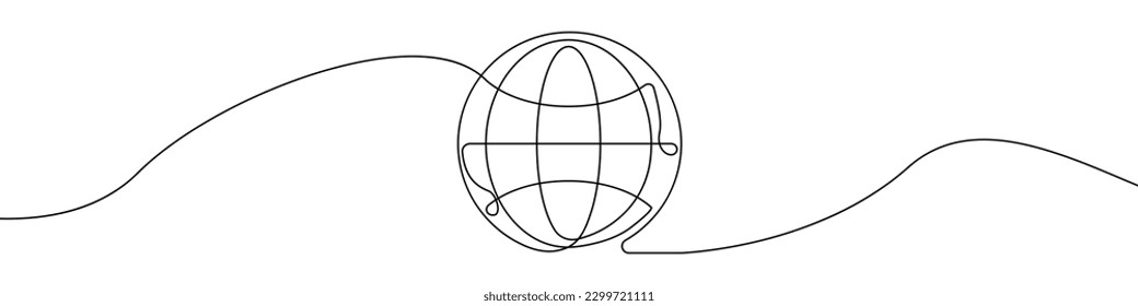 Globe, planet earth sign line continuous drawing vector. One line Globe, planet earth vector background. Globe, planet earth icon. Continuous outline of Globe, planet earth. Linear Globes, planets ear