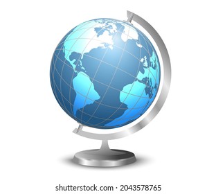 Globe. Planet. An earth globe for table decoration. Vector image.