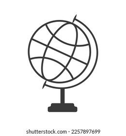 Globe planet earth vector icon. Earth globe vector. Minimalist earth style. Outline globe earth. Contour globe.