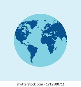 Globe, Planet Earth, World map flat illustration vector