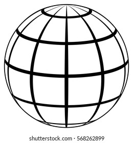 globe planet high quality icon, sphere with lines on the surface of a sphere vector template