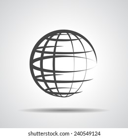 globe planet icon on a grey background