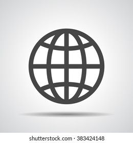 globe planet icon on a grey background