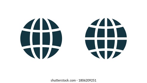 Globe, planet icon set. Internet, global sphere icons. Earth icon. Global symbol, sign Vector illustration