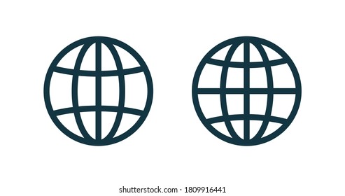 Globe, planet icon set. Internet, global sphere icons. Earth icon. Global symbol, sign Vector illustration