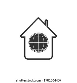 globe planet in the middle of the house vector illustration
