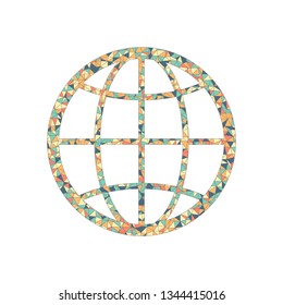 globe, planet. simple silhouette. Colored mosaic with polygons