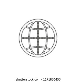 globe, planet. simple silhouette. Dotted outline silhouette with shadow on white background