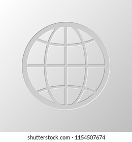 globe, planet. simple silhouette. Paper design. Cutted symbol. Pitted style