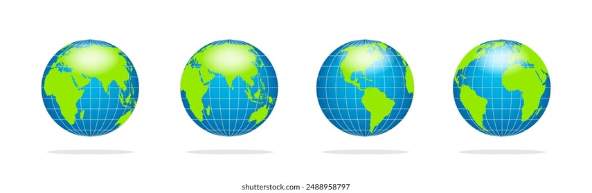 Globe planet vector illustration collection. Earth globe set.