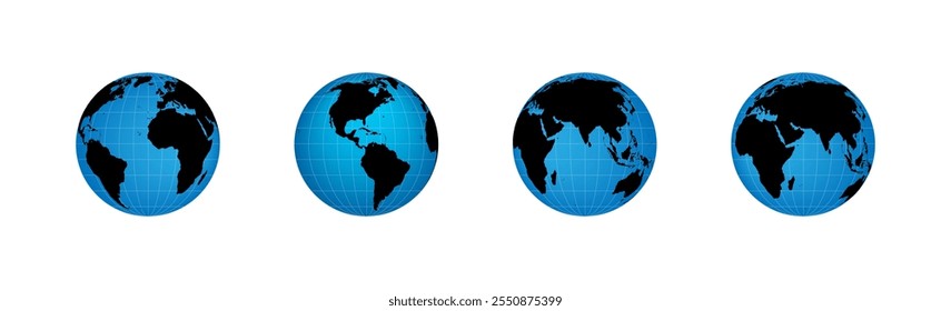 Globe planet vector illustration collection. Earth globe set.