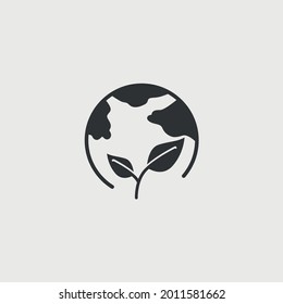 globe plant icon vector eco environment