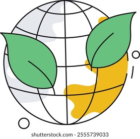 Globe with plant in isometric style, symbolizing eco_awareness and global sustainability.