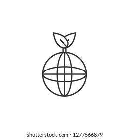 Globe with a plant on top icon. Simple outline vector of Sustainable Energy set icons for UI and UX, website or mobile application