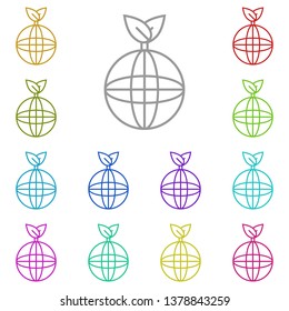 Globe with a plant on top multi color icon. Simple thin line, outline vector of Sustainable Energy icons for UI and UX, website or mobile application