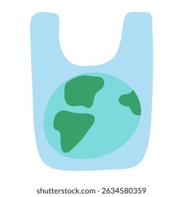 Globe in a plastic bag. Graphic design. Isolated vector icon on white background.