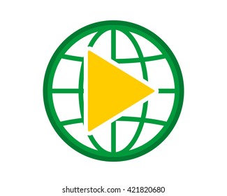 globe play icon audio start record image vector