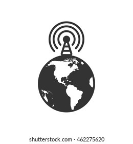 Globe podcast icon in single grey color. Global, international, broadcast