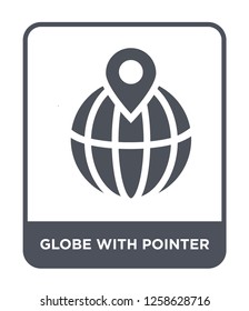 globe with pointer icon vector on white background, globe with pointer trendy filled icons from Music and media collection, globe with pointer simple element illustration