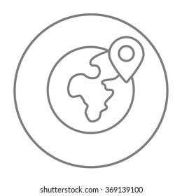 Globe with pointer line icon