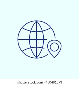 Globe & pointer  Line icon. Eps-10.