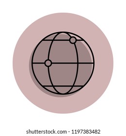 globe and points icon in badge style. One of Media, Press collection icon can be used for UI, UX