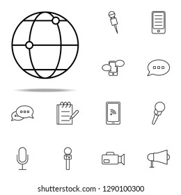 globe and points icon. Media, Press icons universal set for web and mobile