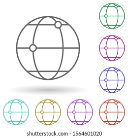 Globe and points multi color icon. Simple thin line, outline vector of media, press icons for ui and ux, website or mobile application