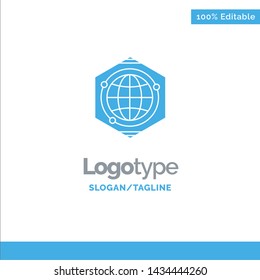 Globe, Polygon, Space, Idea Blue Solid Logo Template. Place for Tagline