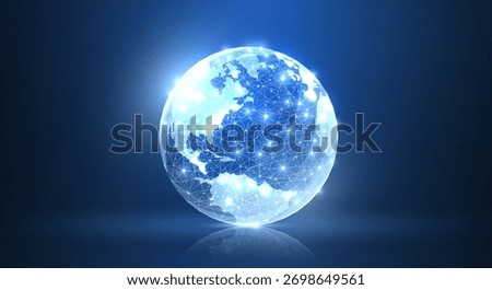 Globe. Polygonal wireframe mesh earth globe with. Global connection technology, internet and telecommunication tech, digital Earth, innovation concept illustration