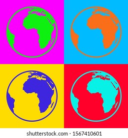 Globe and pop-art on white