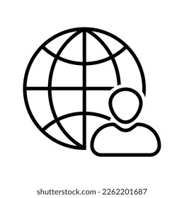 globe with profile account icon vector