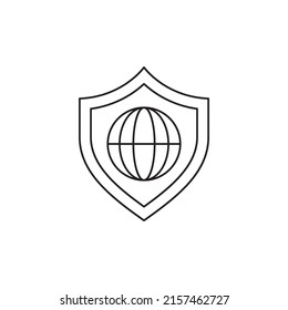 Globe protection, internet security icon in line style icon, style isolated on white background