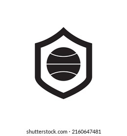 Globe protection, internet security icon in black flat glyph, filled style isolated on white background