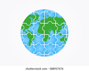 Globe puzzle icon, vector illustration eps10