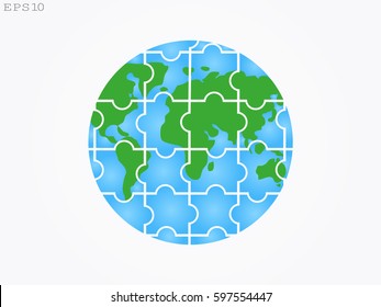 Globe puzzle icon, vector illustration eps10