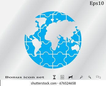 Globe puzzle icon, vector illustration eps10