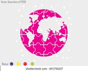 Globe puzzle icon, vector illustration eps10