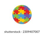 Globe puzzle logo design vector icon template