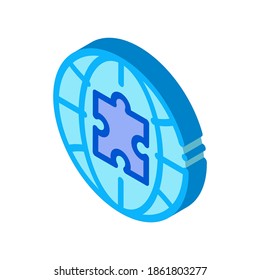globe puzzle piece icon vector. isometric globe puzzle piece sign. color isolated symbol illustration