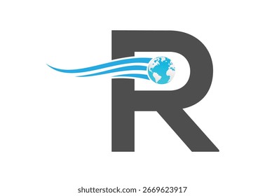 Globe mit R letzteren Logo-Design-Vorlage