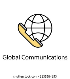 
Globe with receiver, international direct dialing

