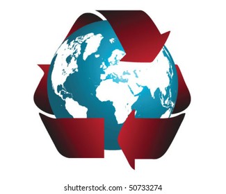 Globe and recycle symbol 2-vector illustration