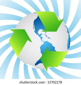 Globe with recycling sign