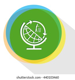 globe and recycling symbol. Internet template. Vector icon.