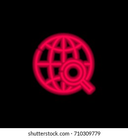 Globe red glowing neon ui ux icon. Glowing sign logo vector